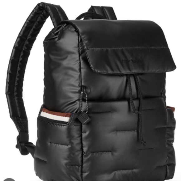 HEDGREN Cocoon Billowy Backpack w Flap back, Black/Brown/White stripe accent main image 9